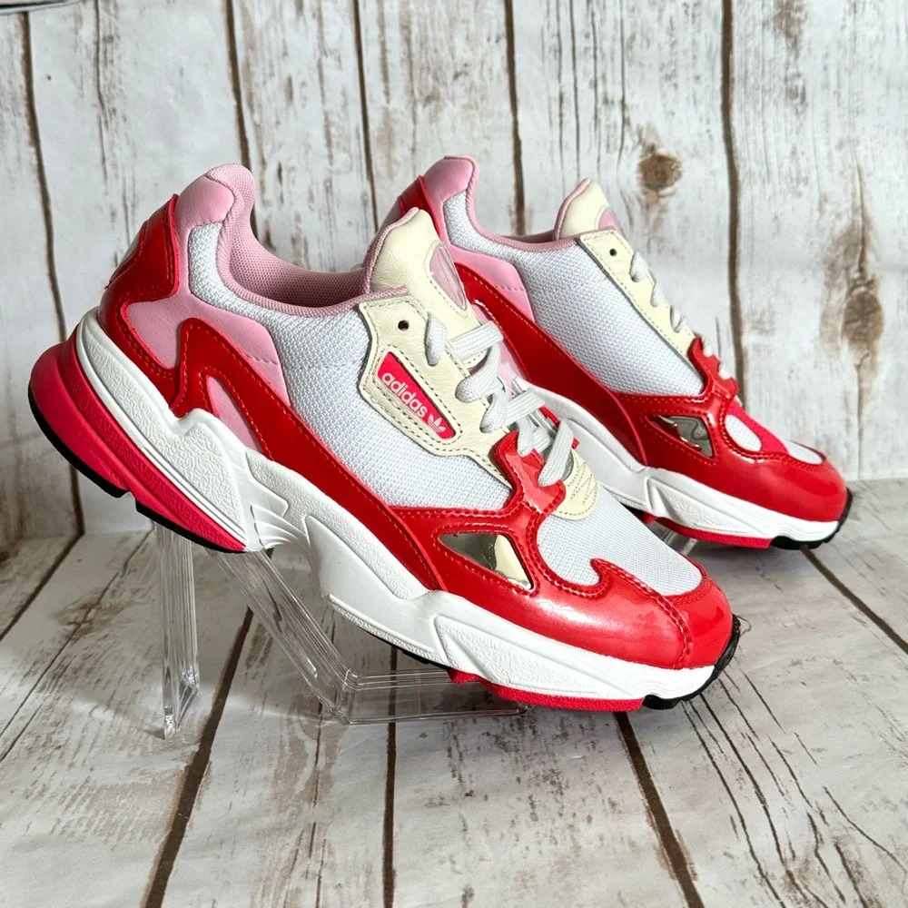 Adidas Falcon Valentine’s Day 90s Retro Red Pink Sneakers New